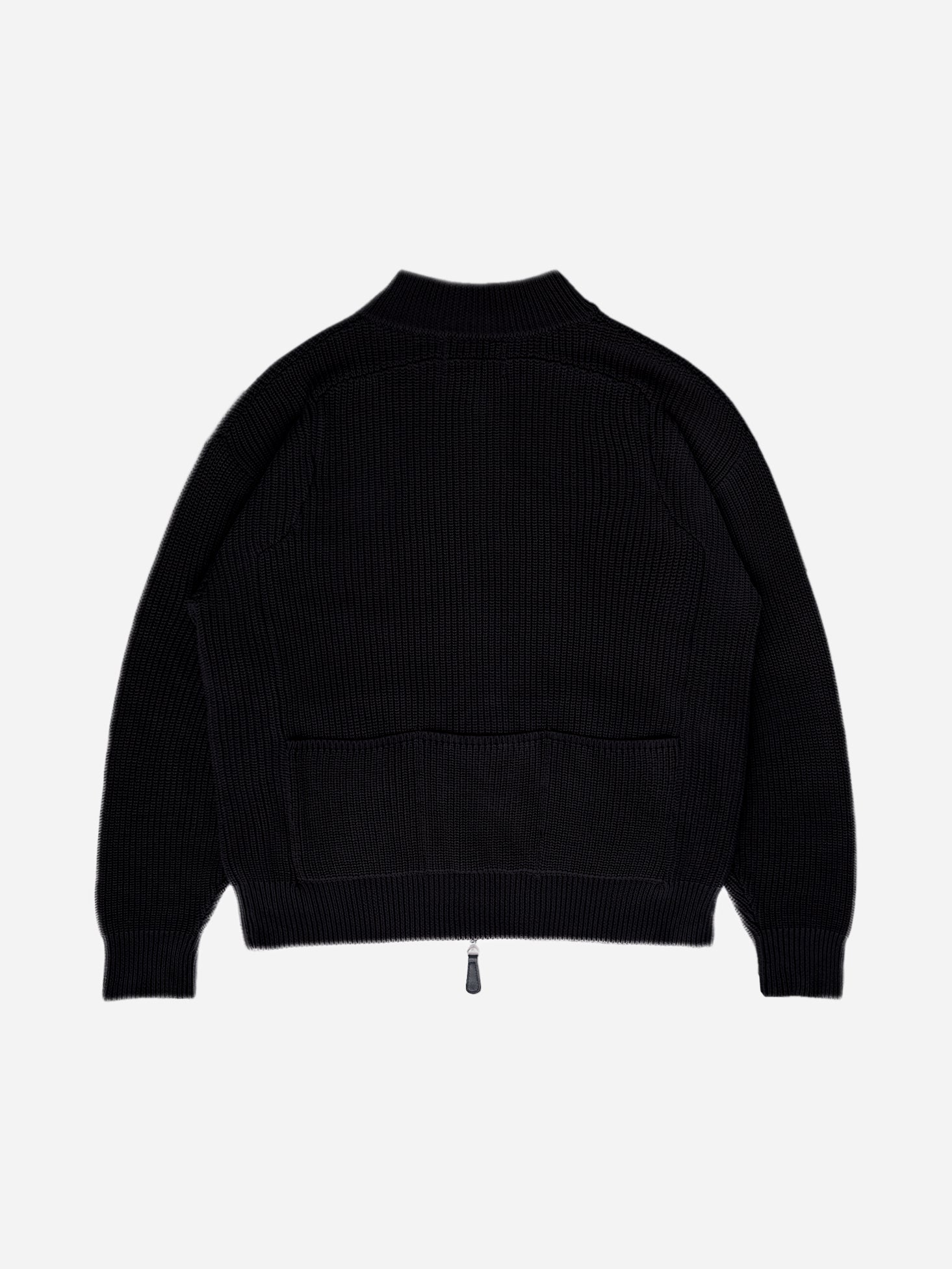 Pennant Knit Zip Cardigan - Black