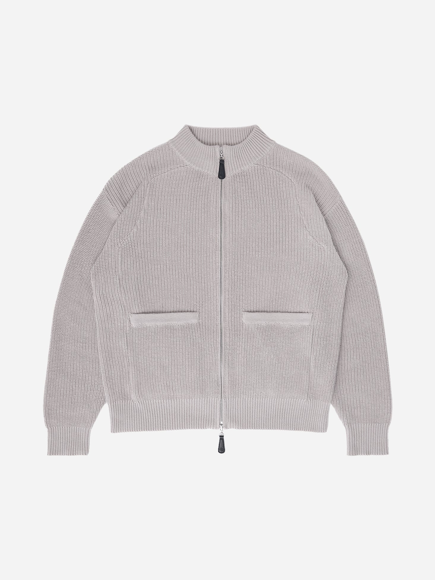 Pennant Knit Zip Cardigan - Slate Grey