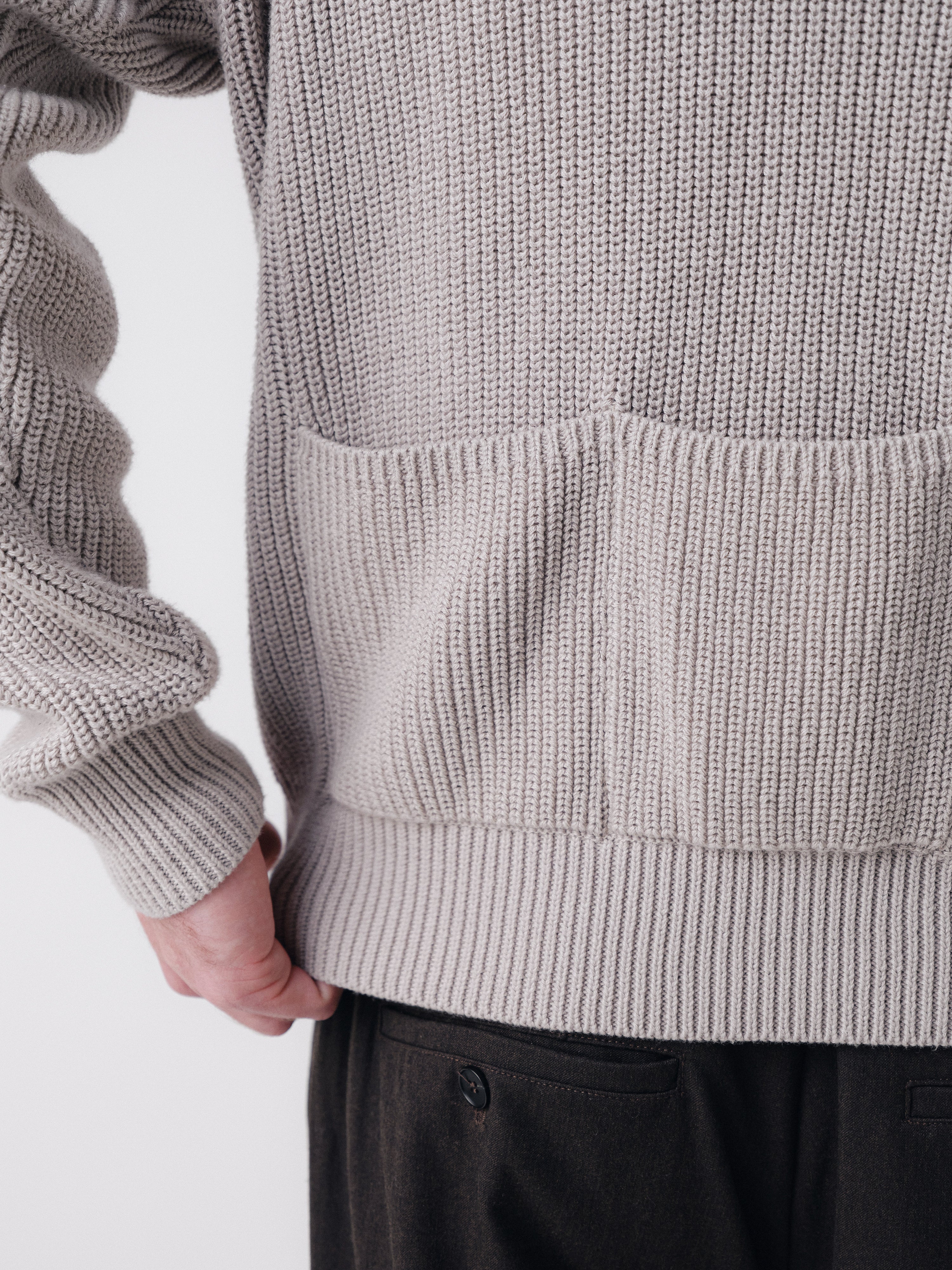 Pennant Knit Zip Cardigan - Slate Grey
