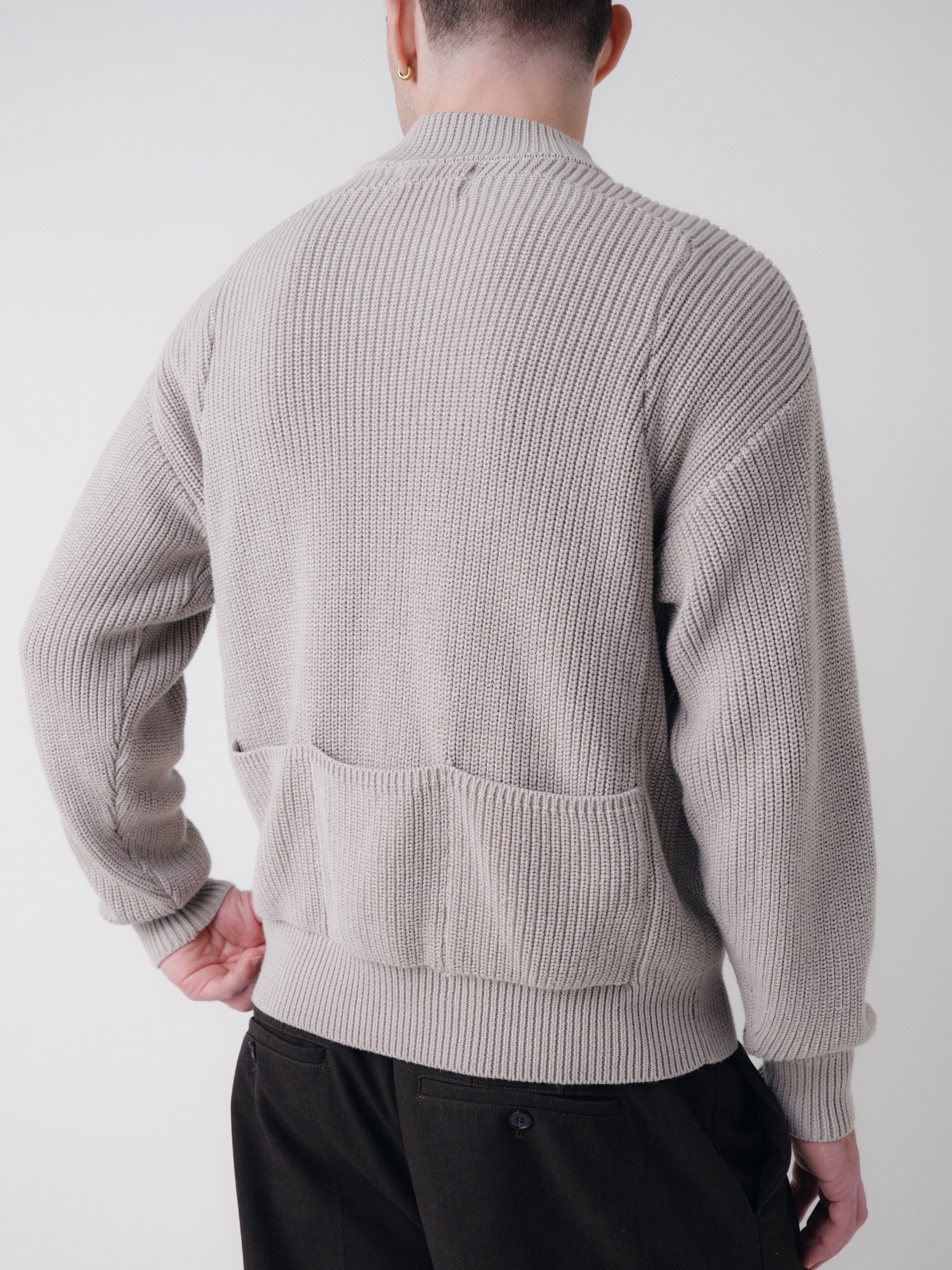 Pennant Knit Zip Cardigan - Slate Grey