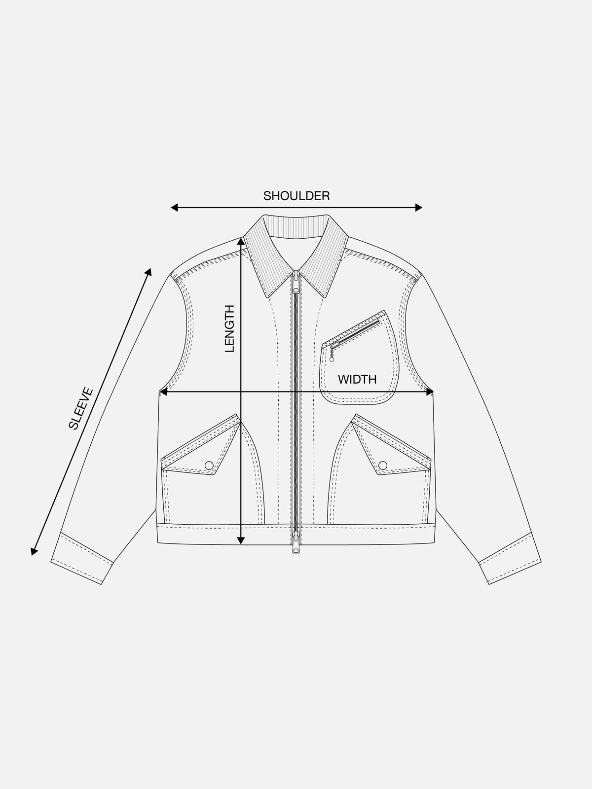 Mule Ear Jacket measurement points
